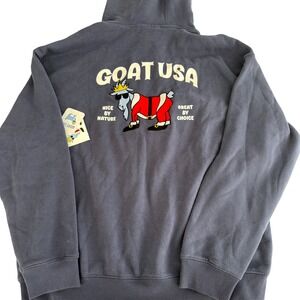 Christmas Santa Goat Hoodie Navy Blue Women XL NWT GOAT USA Pullover Graphic